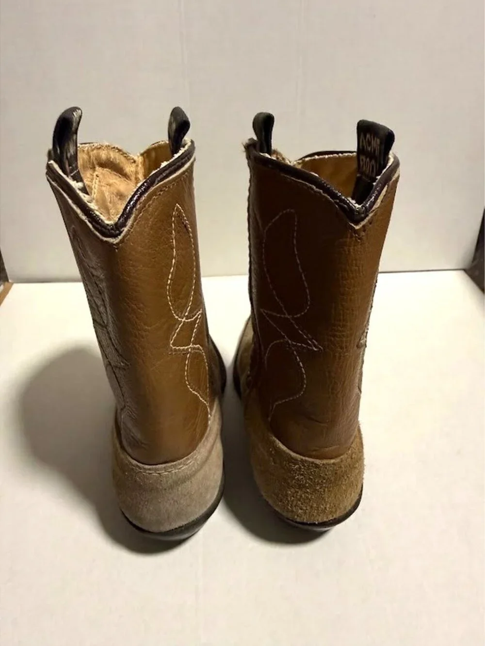 Vintage Acme Boot Kids Cowboy Boots 6 Toddler Brown Leather Suede Style 222